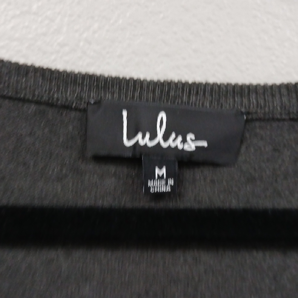 Lulu's Charcoal Knit Top - Picture 4 of 6
